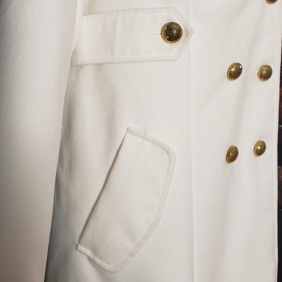 AGB White Double Breasted Coat Jacket Womens Large Lined Pockets - Picture 2 of 10